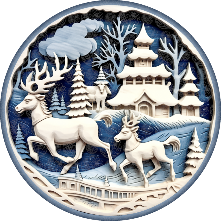 Wood Carving Effect Winter Scene – GBH21854